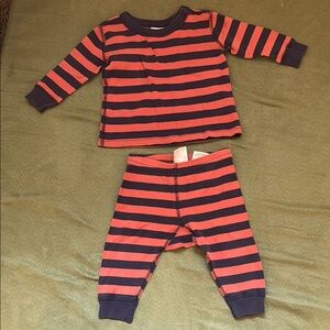 Hanna Andersson Orange and Navy 2 pc Pajama Set